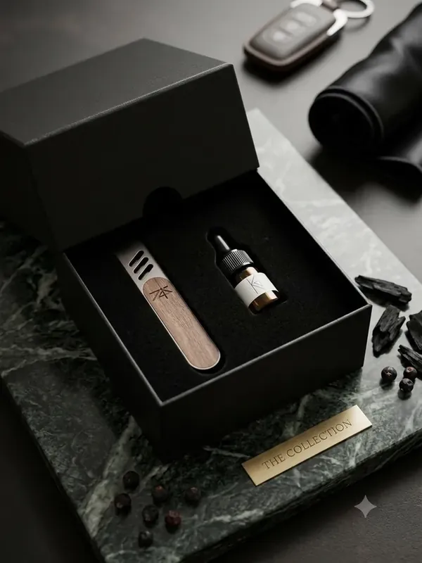 K4KAILASA gift set with car key and leather, styled as The Collection